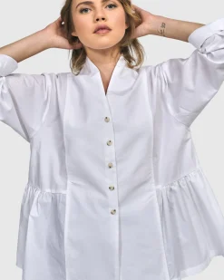 Women Alembika Tops & Tunics<Addison Peplum Blouse, White