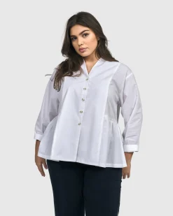 Women Alembika Plus<Addison Peplum Blouse, White