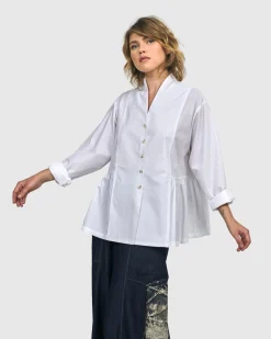 Women Alembika Plus<Addison Peplum Blouse, White