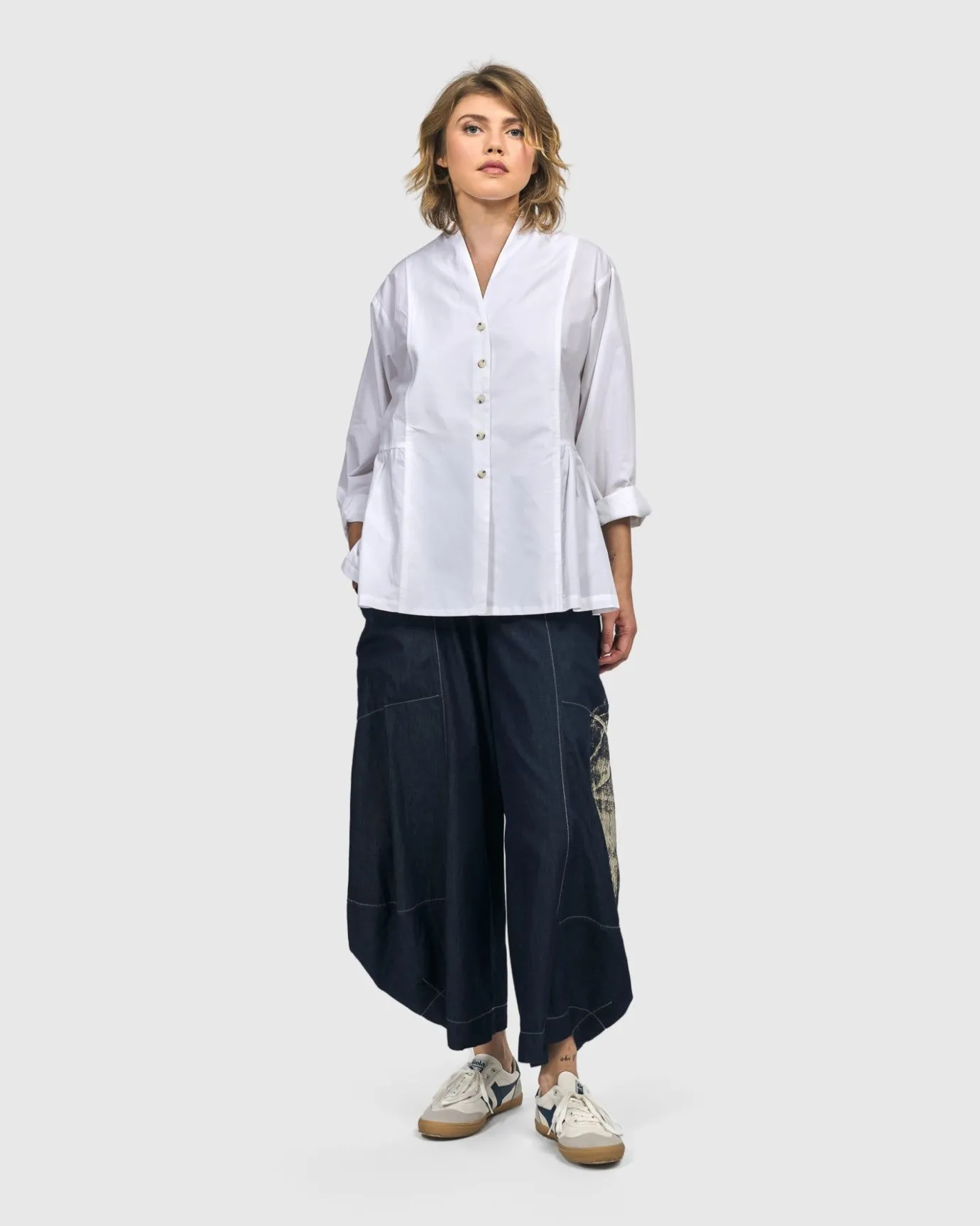 Women Alembika Plus<Addison Peplum Blouse, White