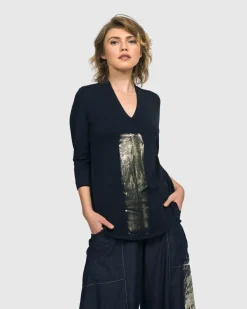 Women Alembika Tops & Tunics<Alaska V-Neck Top, Navy