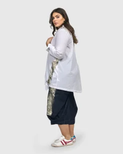 Women Alembika Plus<Albany Button Down Tunic Top, White