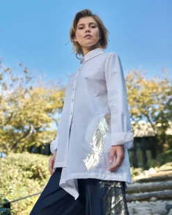 Women Alembika Tops & Tunics<Albany Button Down Tunic Top, White