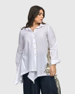 Women Alembika Tops & Tunics<Albany Button Down Tunic Top, White