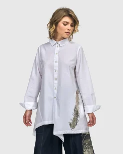 Women Alembika Tops & Tunics<Albany Button Down Tunic Top, White