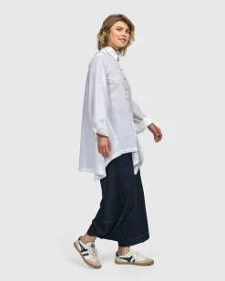 Women Alembika Tops & Tunics<Albany Button Down Tunic Top, White