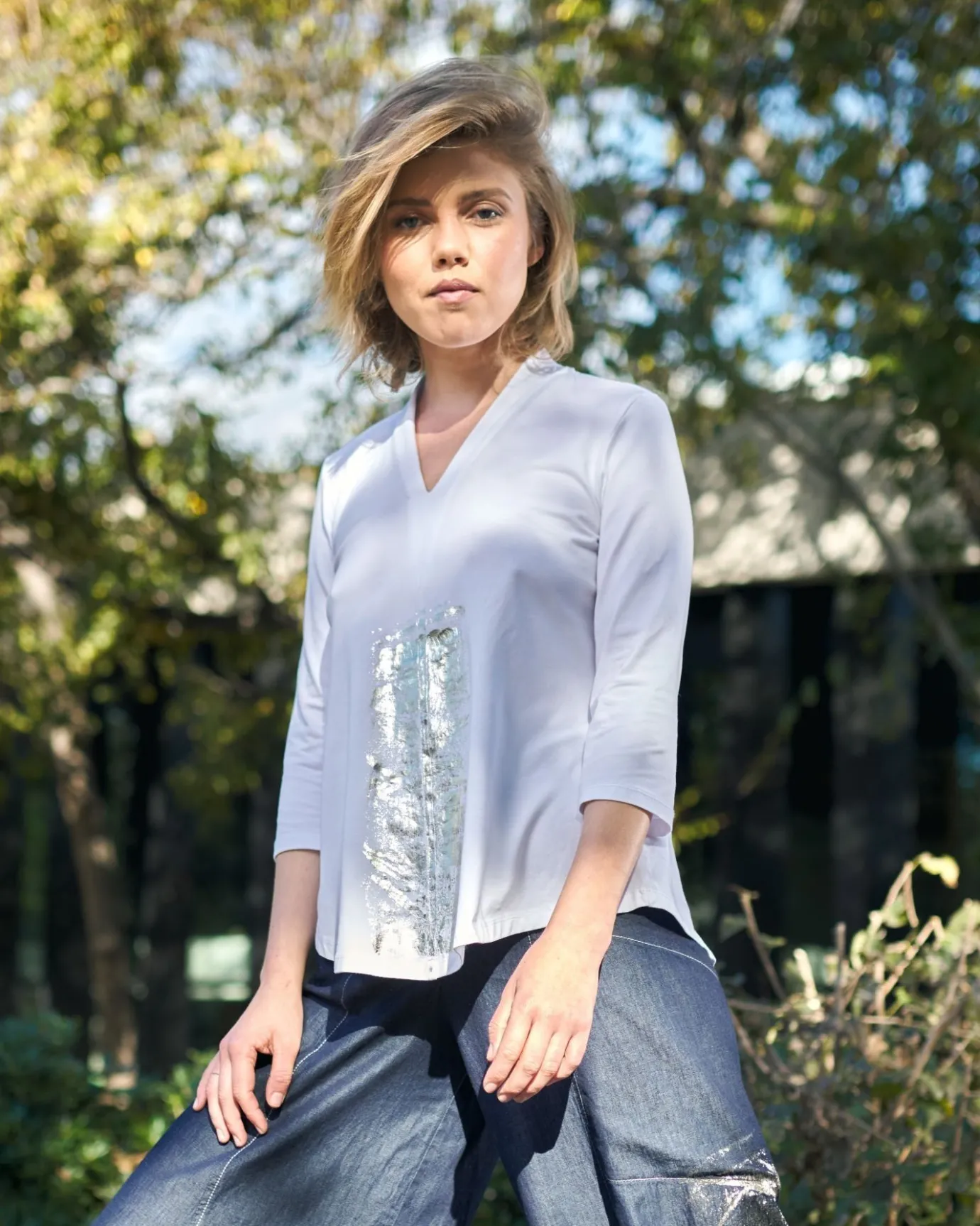 Women Alembika Plus<Anchorage V-Neck Top, White