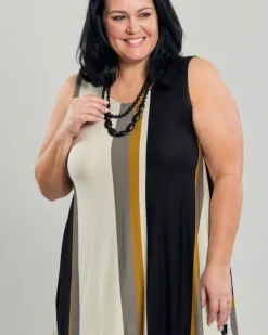 Women Alembika Plus<Ani Sleeveless Tunic Top, Stripes