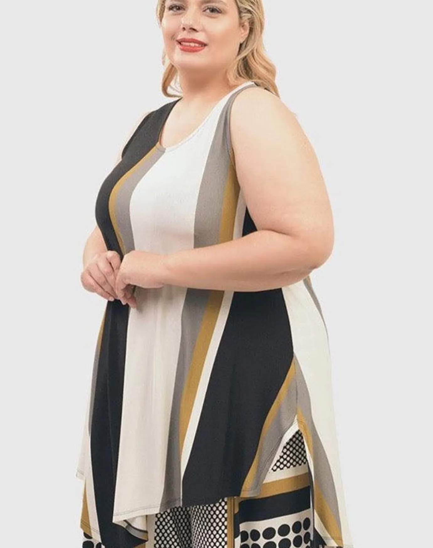 Women Alembika Plus<Ani Sleeveless Tunic Top, Stripes