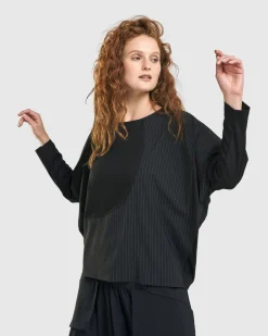 Women Alembika Plus<Audrey Relaxed Top, Pinstripes