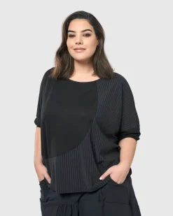 Women Alembika Plus<Audrey Relaxed Top, Pinstripes