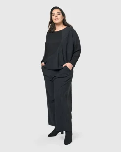 Women Alembika Plus<Audrey Relaxed Top, Pinstripes