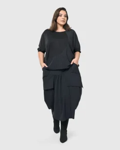Women Alembika Plus<Audrey Relaxed Top, Pinstripes