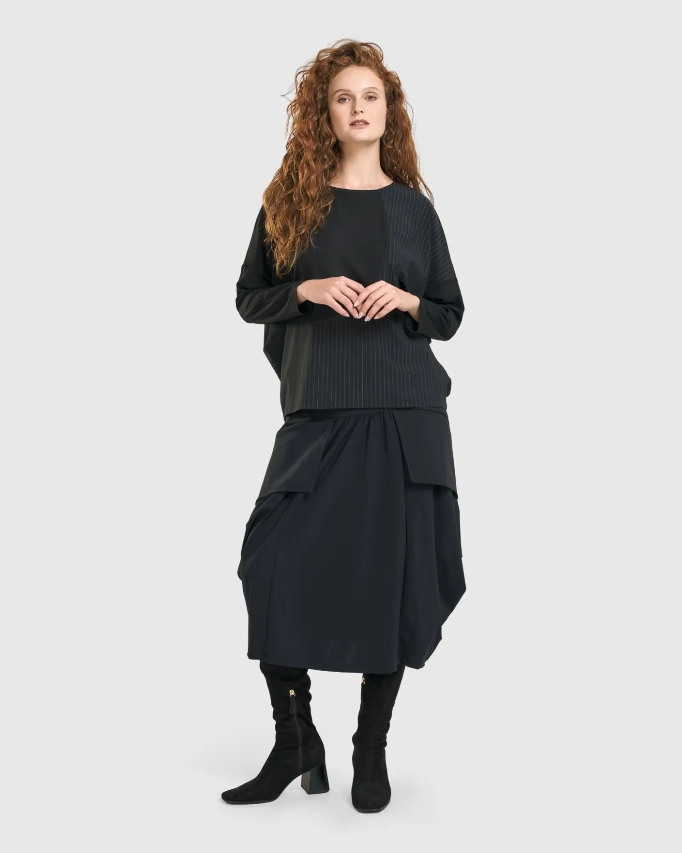 Women Alembika Plus<Audrey Relaxed Top, Pinstripes
