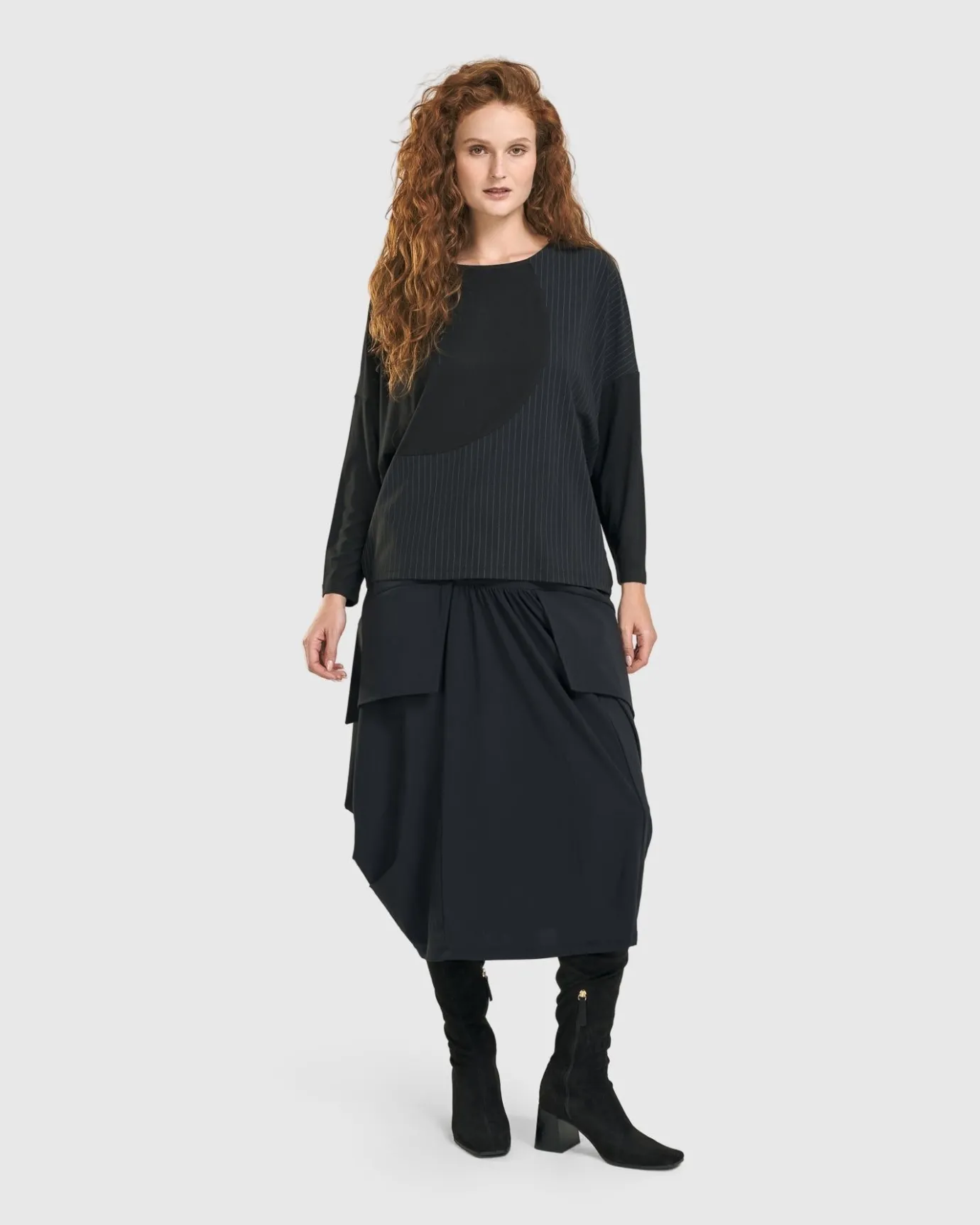 Women Alembika Plus<Audrey Relaxed Top, Pinstripes