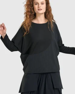 Women Alembika Plus<Audrey Relaxed Top, Pinstripes