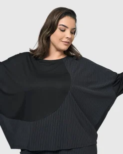 Women Alembika Plus<Audrey Relaxed Top, Pinstripes