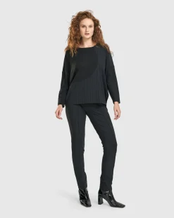 Women Alembika Plus<Audrey Relaxed Top, Pinstripes