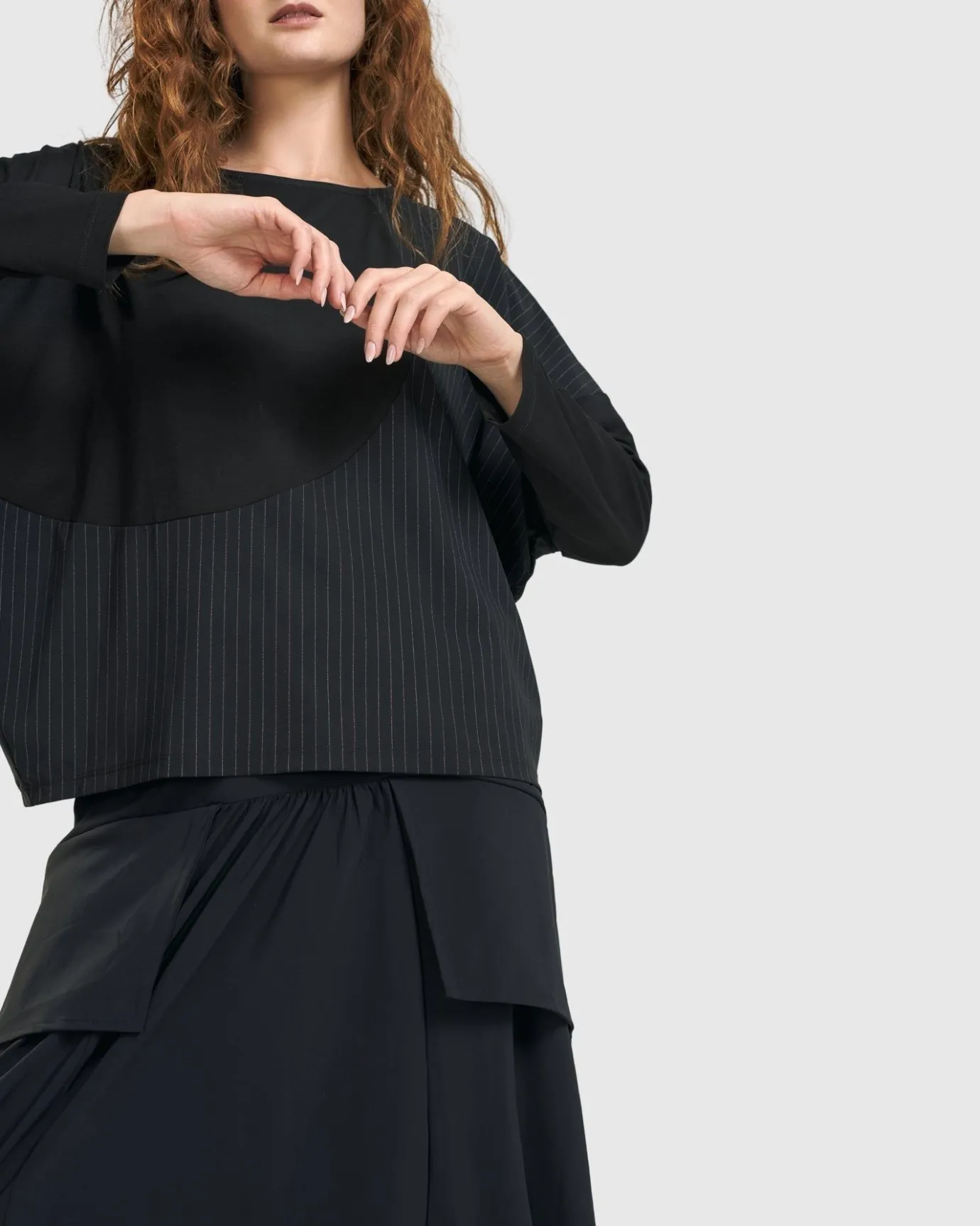 Women Alembika Plus<Audrey Relaxed Top, Pinstripes