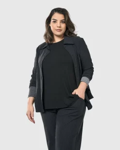 Women Alembika Plus<Audrey Shirt Jacket, Pinstripes