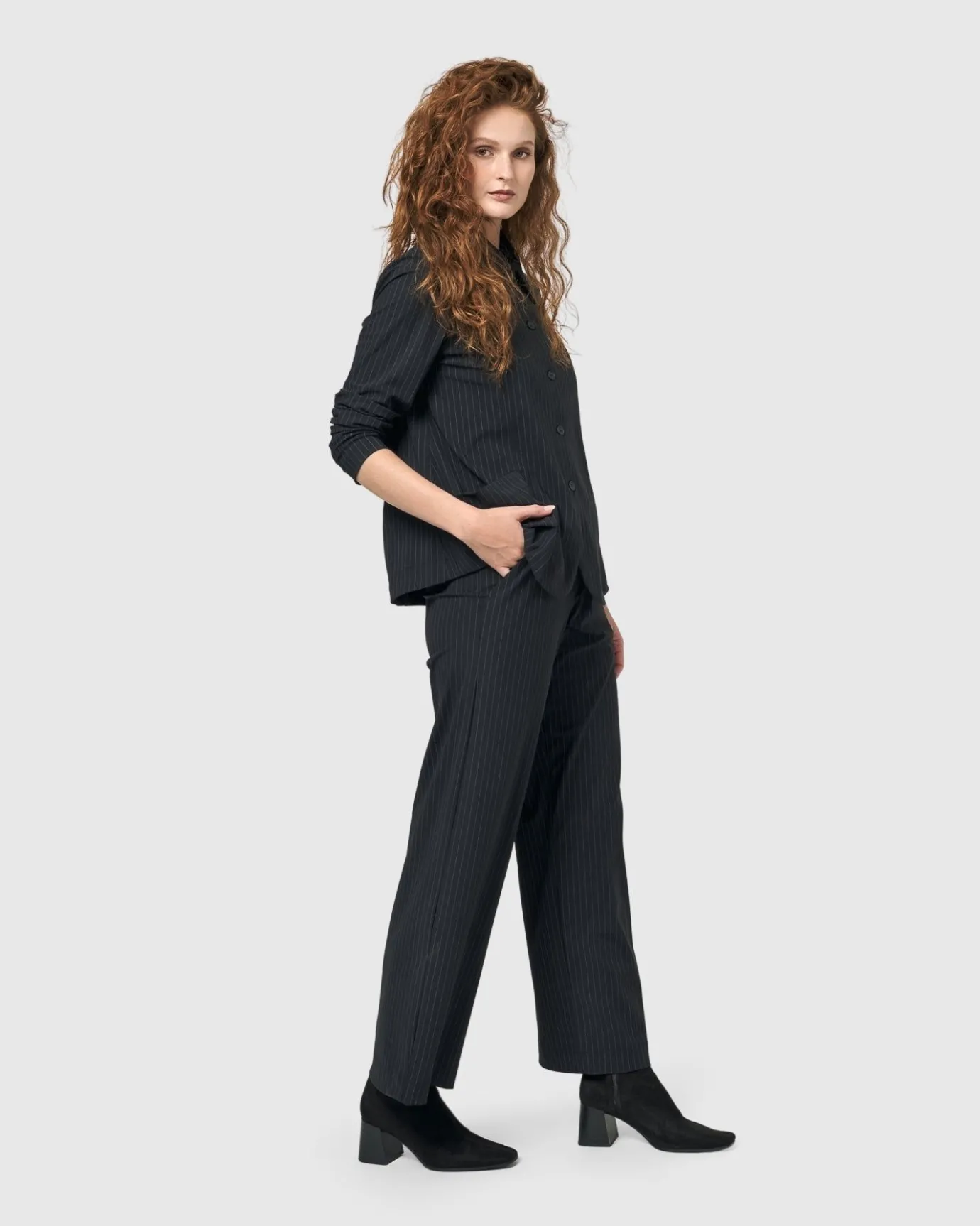 Women Alembika Plus<Audrey Shirt Jacket, Pinstripes