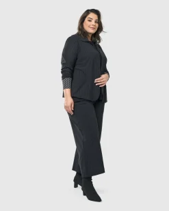 Women Alembika Plus<Audrey Shirt Jacket, Pinstripes