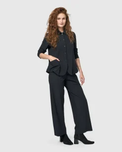Women Alembika Jackets<Audrey Shirt Jacket, Pinstripes