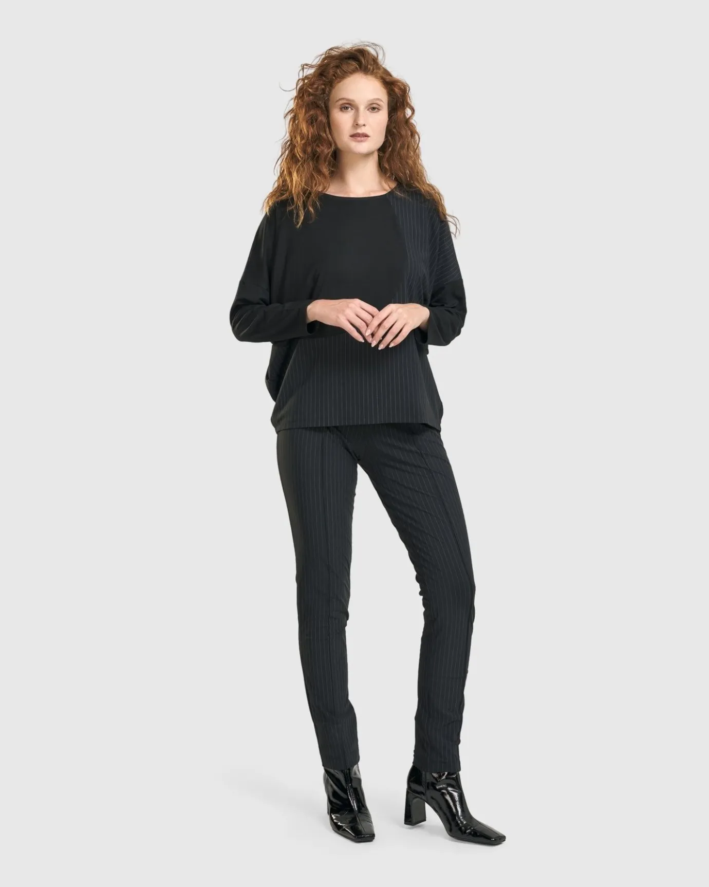 Women Alembika Plus<Audrey Slim Pants, Pinstripes
