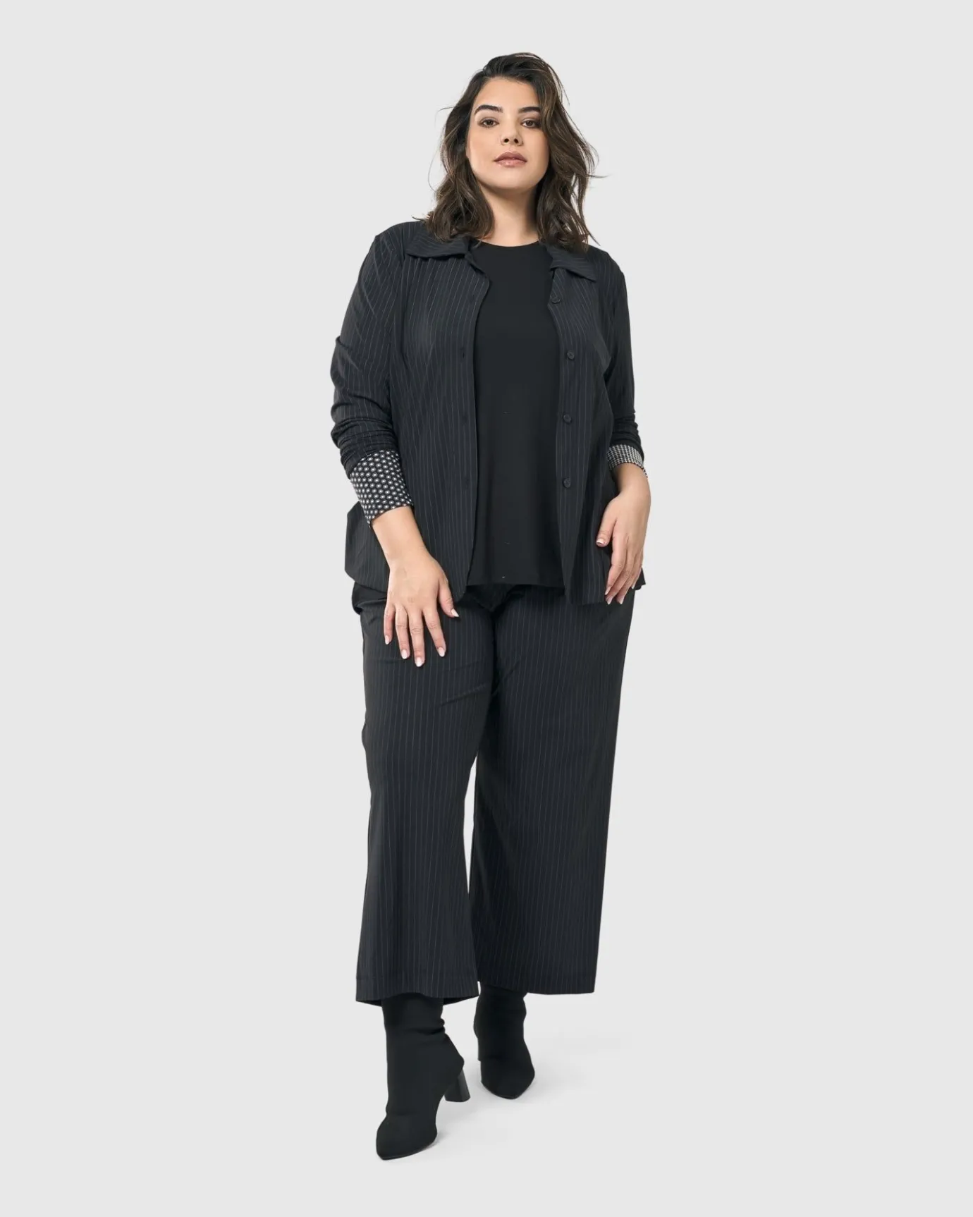 Women Alembika Plus<Audrey Straight Leg Pants, Pinstripes