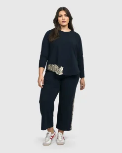 Women Alembika Plus<Calumet Relaxed Top, Navy