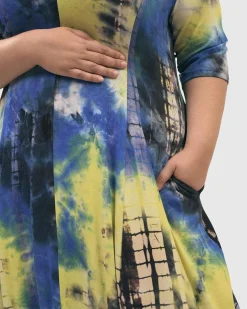 Women Alembika Plus<Carla Cocoon Midi Dress, Tie Dye