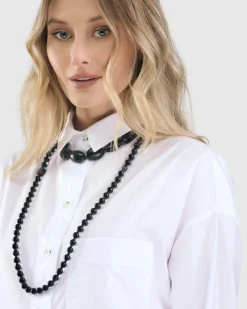 Women Alembika Accessories<Catania Bead Necklace, Black