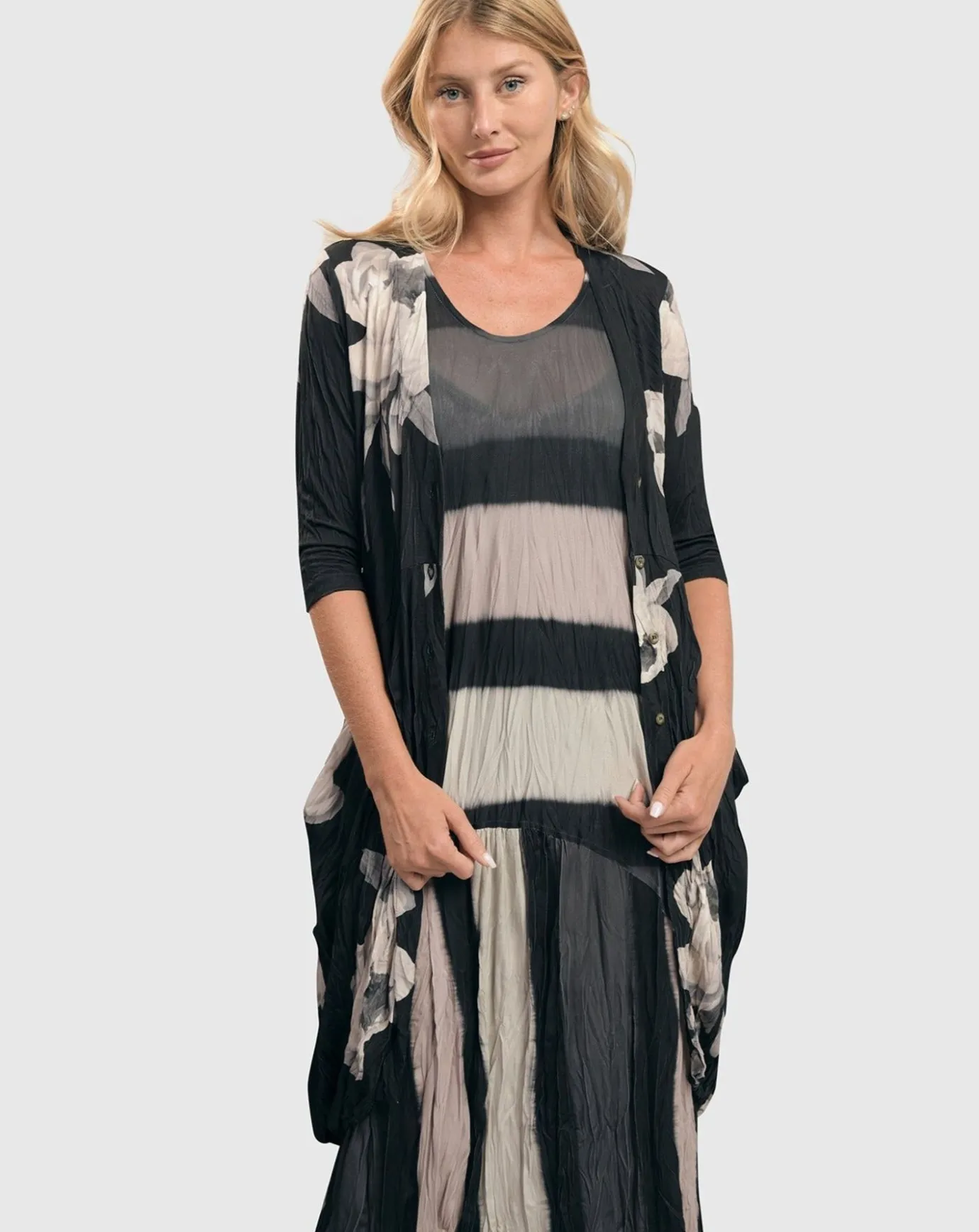 Women Alembika Plus<Charlie Crinkle Tank Dress, Stripe