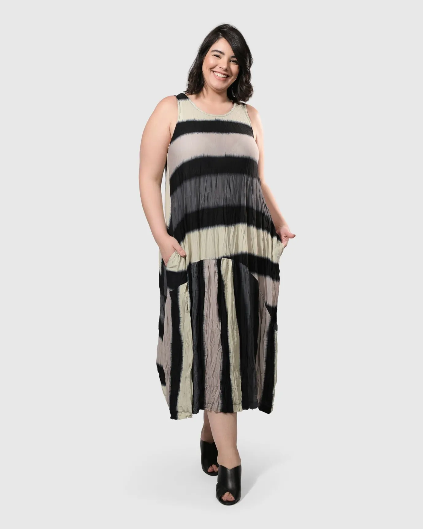 Women Alembika Dresses<Charlie Crinkle Tank Dress, Stripe