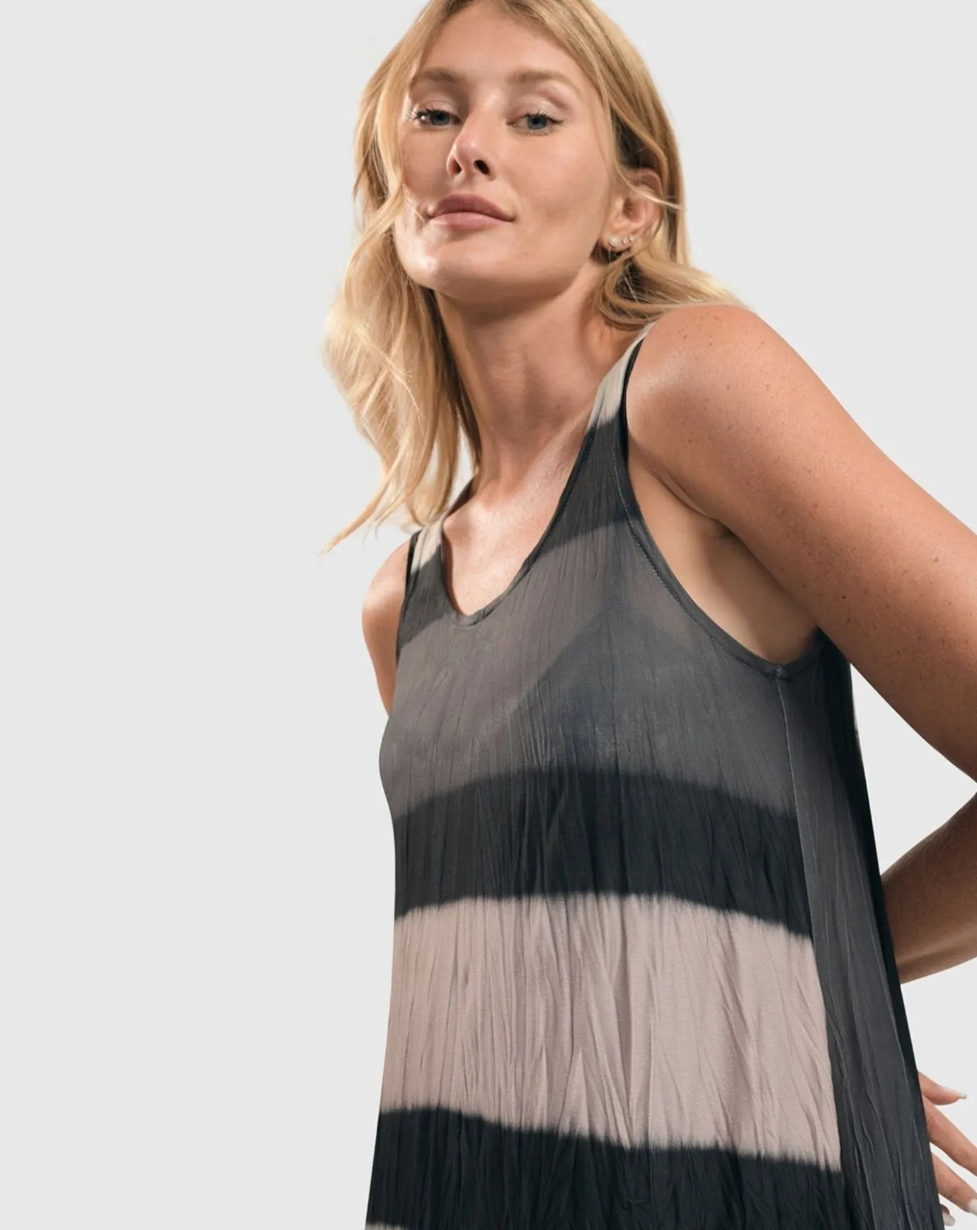 Women Alembika Dresses<Charlie Crinkle Tank Dress, Stripe