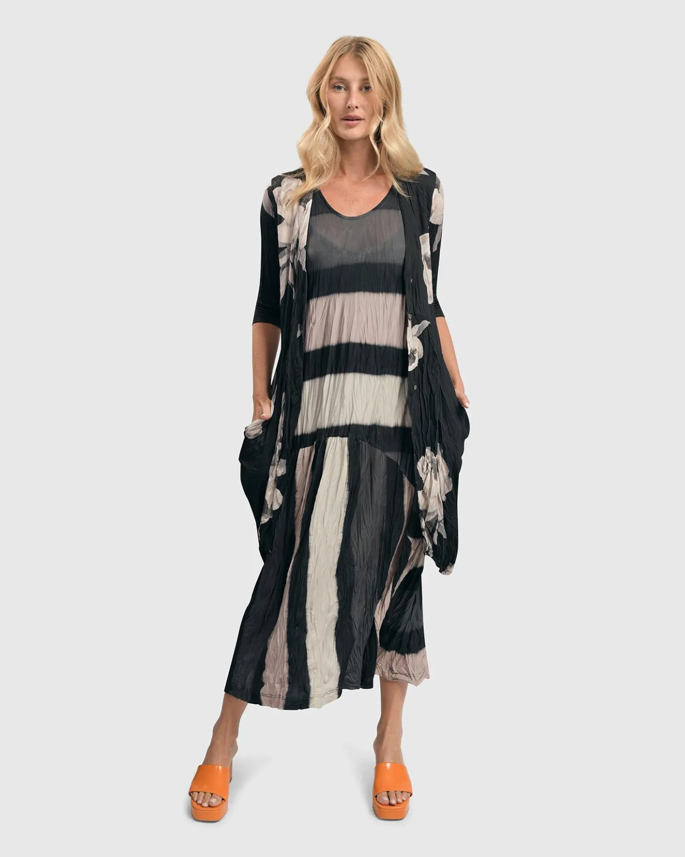 Women Alembika Dresses<Charlie Crinkle Tank Dress, Stripe