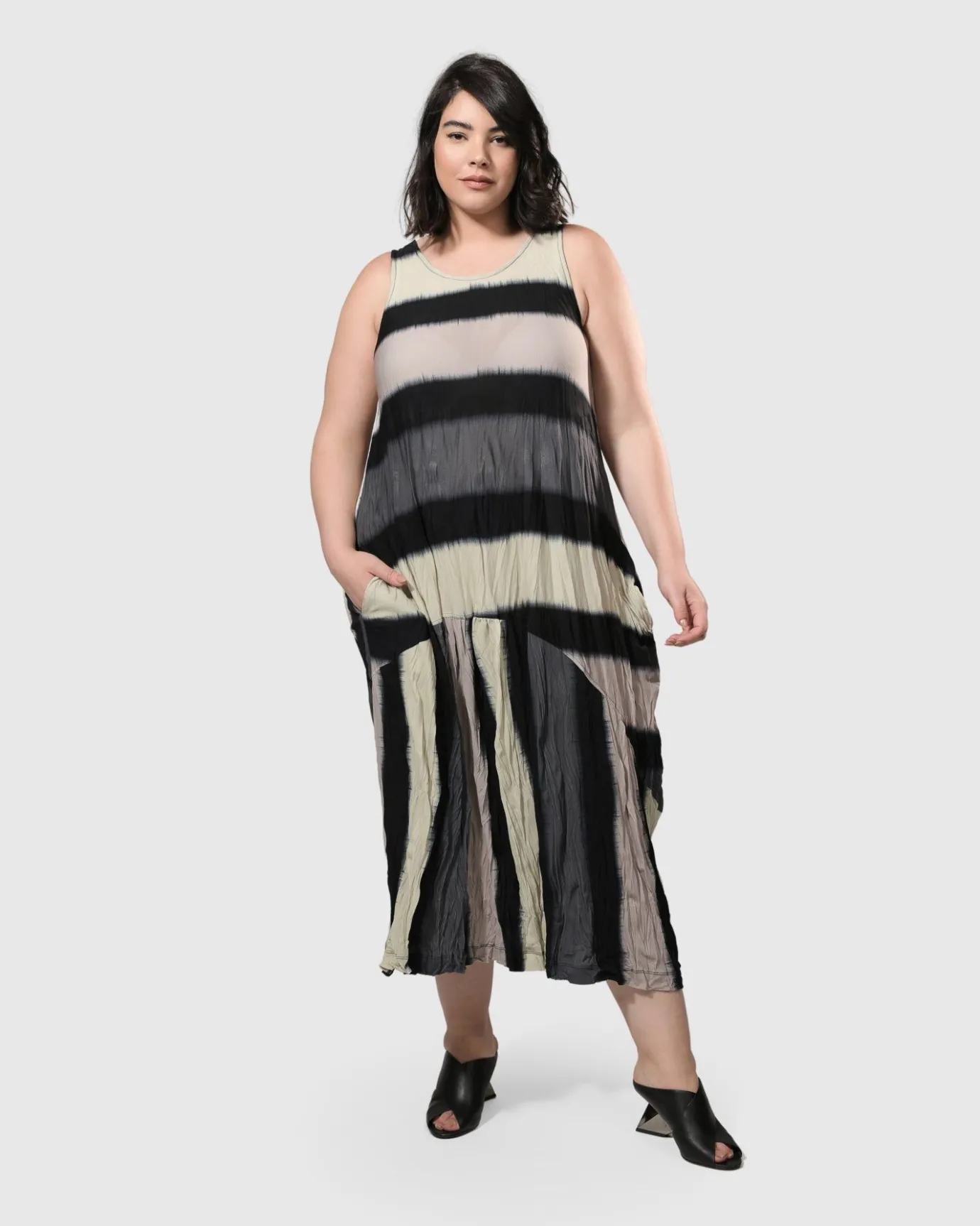 Women Alembika Dresses<Charlie Crinkle Tank Dress, Stripe