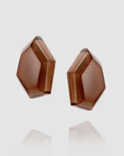 Women Alembika Accessories<Cinnamon Faceted Clip Earrings, Brown