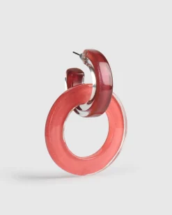 Women Alembika Accessories<Circle Duet Earrings, Coral