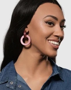 Women Alembika Accessories<Circle Duet Earrings, Coral