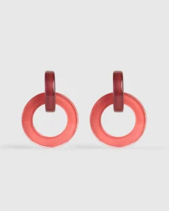 Women Alembika Accessories<Circle Duet Earrings, Coral