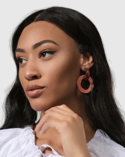 Women Alembika Accessories<Circle Duet Earrings, Coral