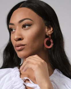 Women Alembika Accessories<Circle Duet Earrings, Coral