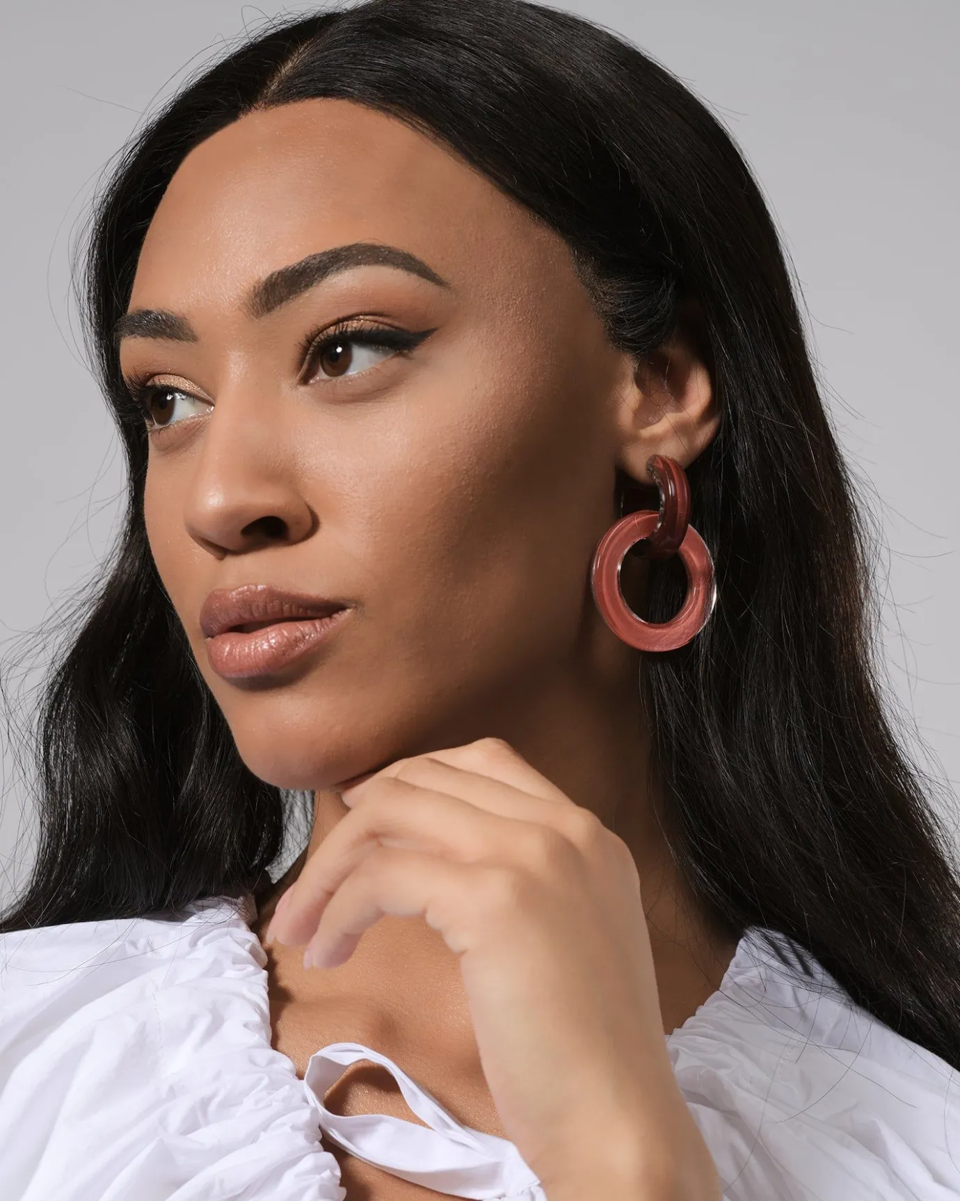 Women Alembika Accessories<Circle Duet Earrings, Coral