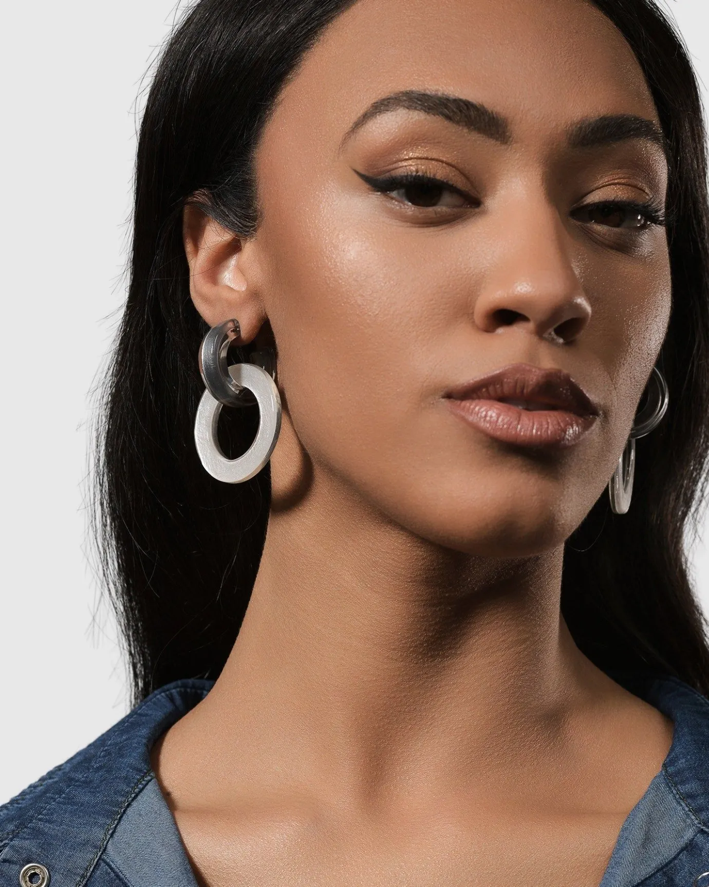 Women Alembika Jewelry<Circle Duet Earrings, Frost
