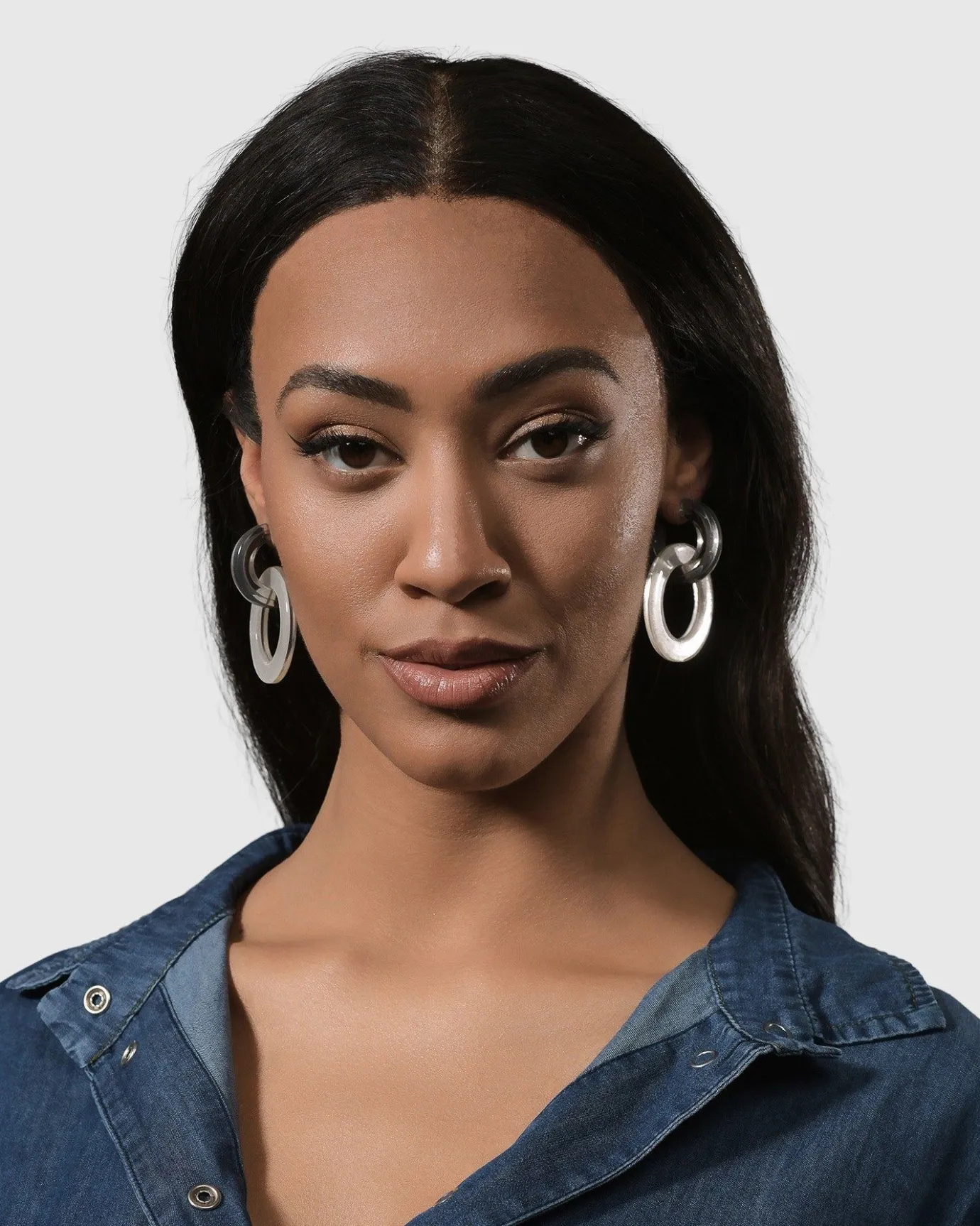 Women Alembika Jewelry<Circle Duet Earrings, Frost