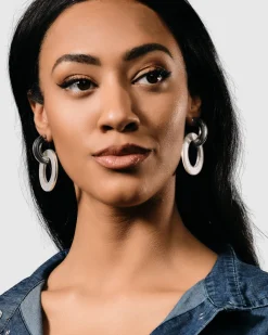 Women Alembika Jewelry<Circle Duet Earrings, Frost