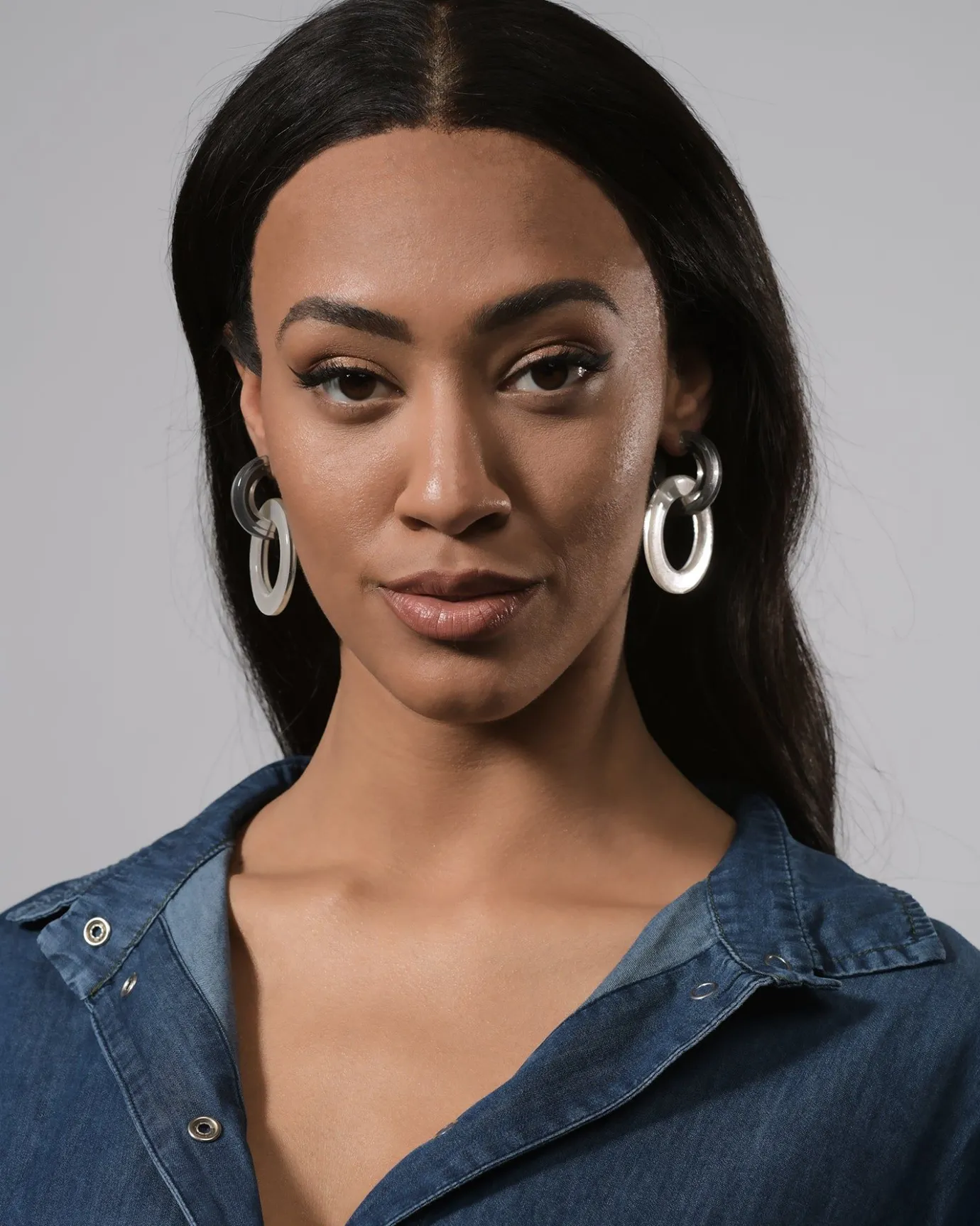 Women Alembika Jewelry<Circle Duet Earrings, Frost