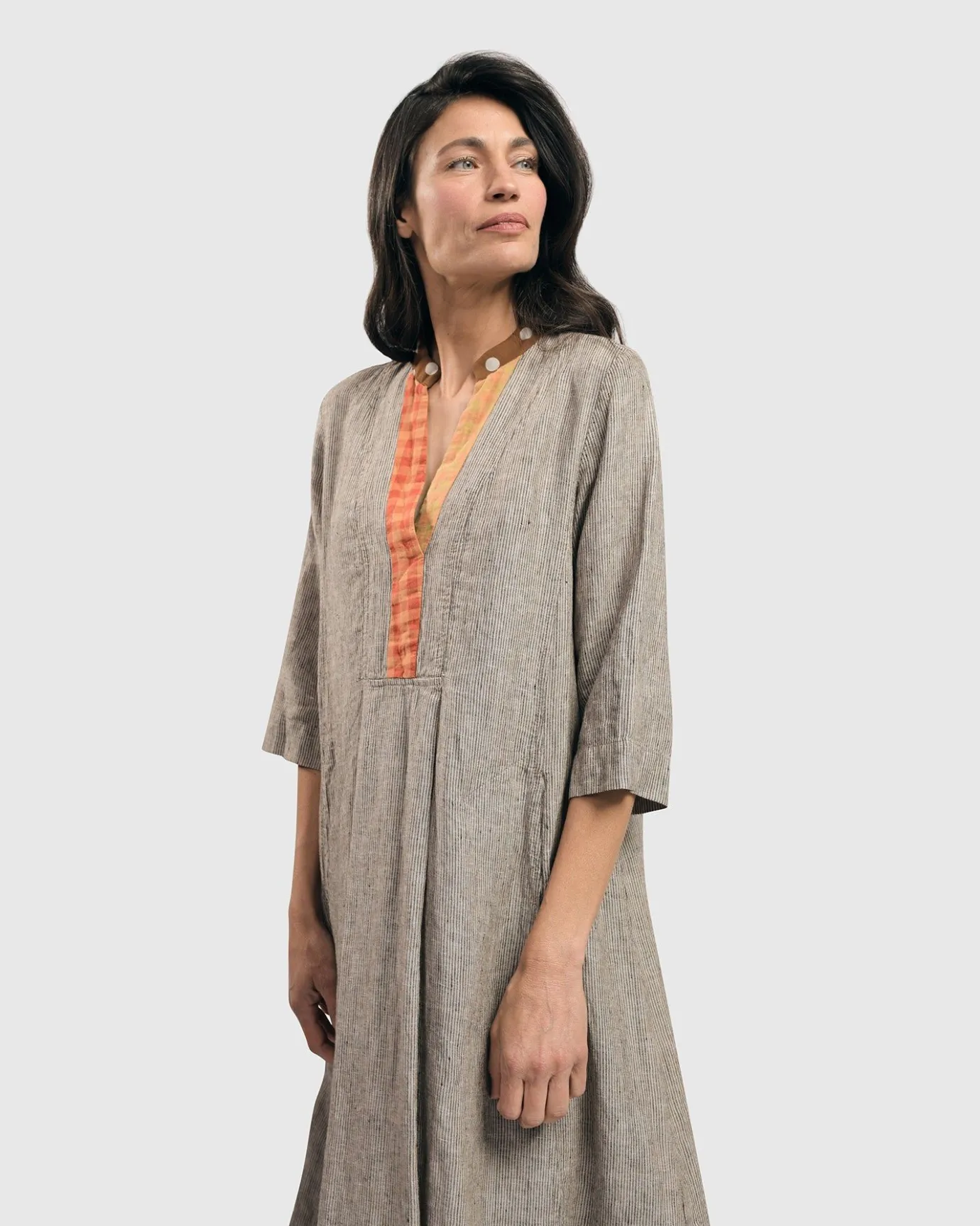 Women Alembika Plus<Cool Breeze Linen Maxi Dress, Ecru