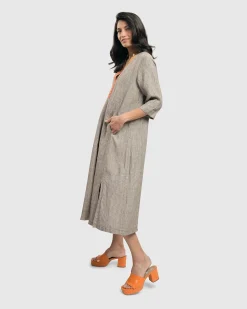 Women Alembika Plus<Cool Breeze Linen Maxi Dress, Ecru